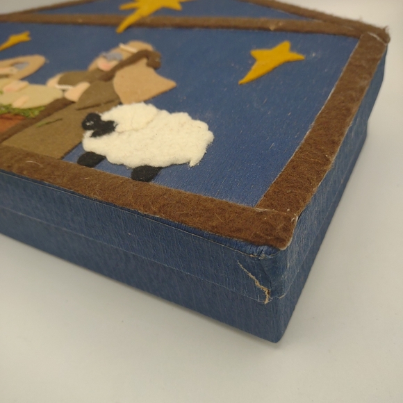 Vintage Xmas Nativity Scene 11 pieces Resin Figurines w Felt Applique Box - Picture 14 of 16